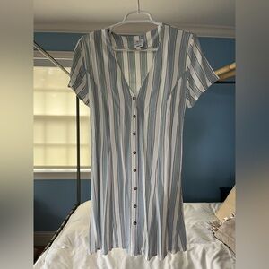 RVCA Striped V-Neck Button-Down Dress